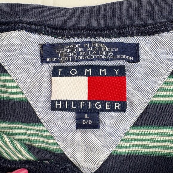 Tommy Hilfiger Men's Striped Long Sleeve Shirt Size Large 100% Cotton Y2k - Picture 2 of 4